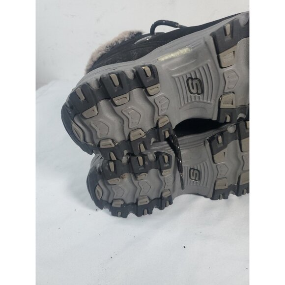 SKECHERS Winter Snow Boot Women 7.5 Brown Leather Faux Fur Lined Lace Up - Picture 8 of 16